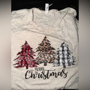 Bella Canvas Women's Merry Christmas Tree Tee - Red, Brown, Gray